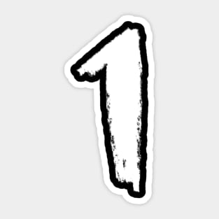 Handwritten Numeral: One, Number 1 Sticker